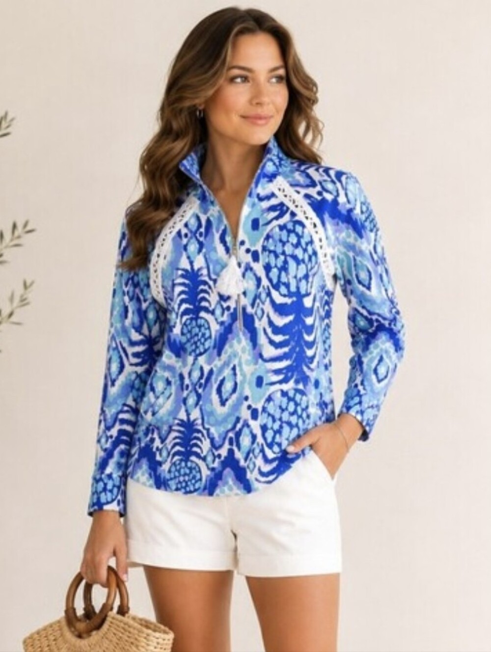 Lilly Pulitzer Cotton Spandex Skipper Popover Shirt S